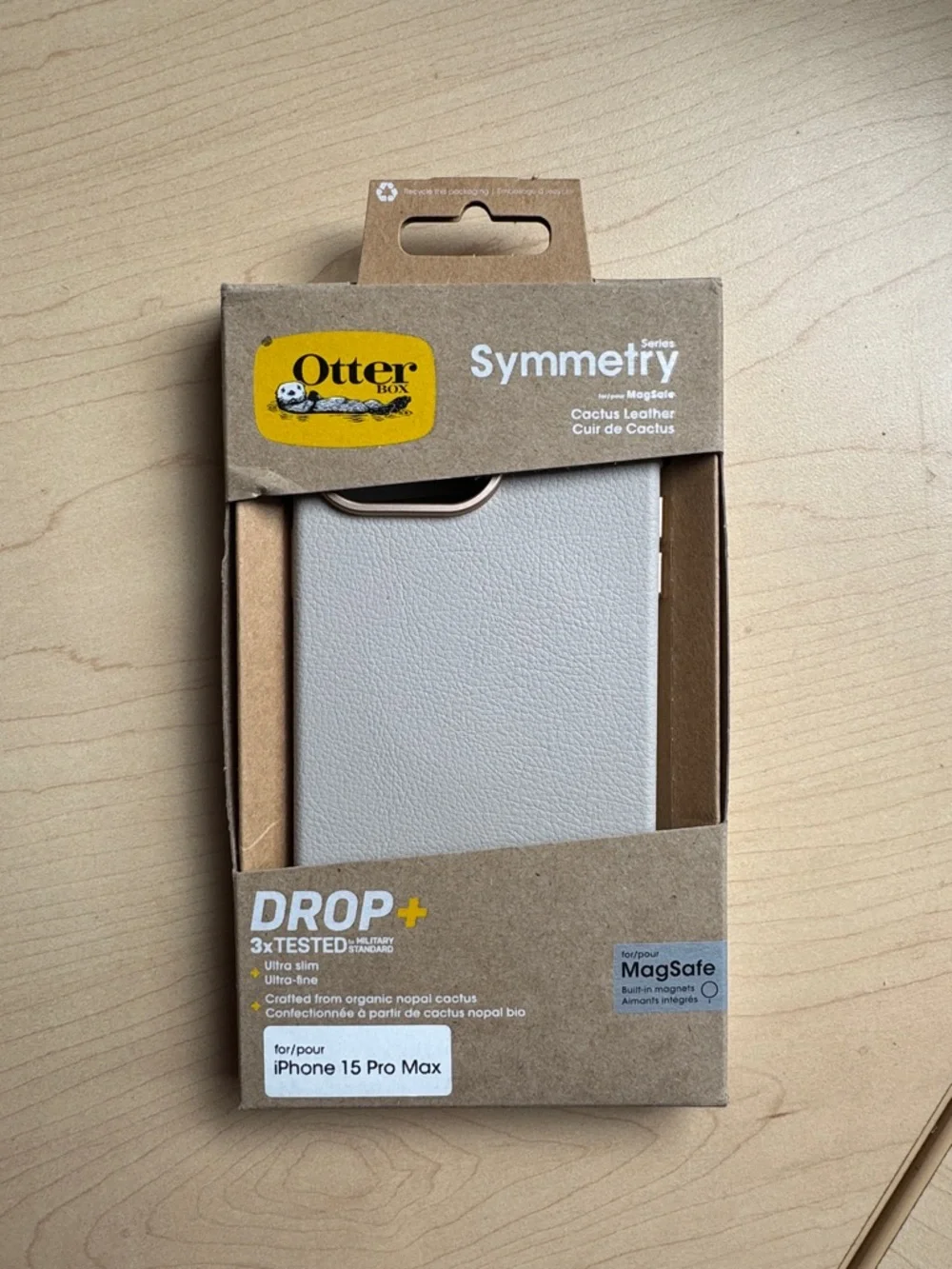OtterBox Symmetry Cactus Leather iPhone 15 Pro Max Case - Light Gray - Picture 1 of 2